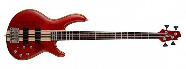 Бас-гитара, красная Cort A4-Plus-FMMH-OPBC Artisan Series