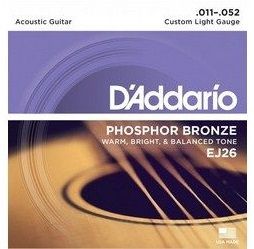Струны для акустической гитары D'Aaddario EJ26 Custom Light 11-52