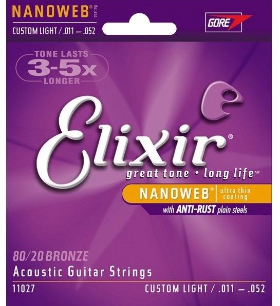 Струны для акустической гитары Elixir 11027 Nanoweb