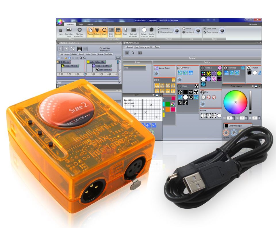 Комплект управления оборудованием по протоколу DMX посредством компьютера и специального программного продукта Sunlite Suite2-EC